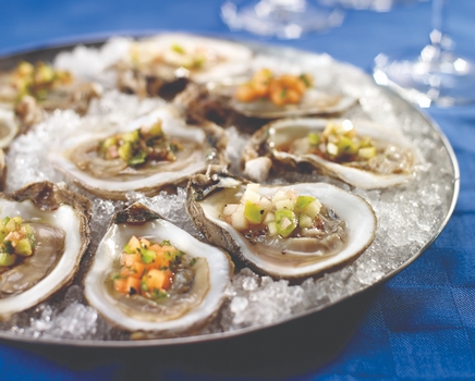 Oysters on the Half Shell with Trio of Mignonette Sauces