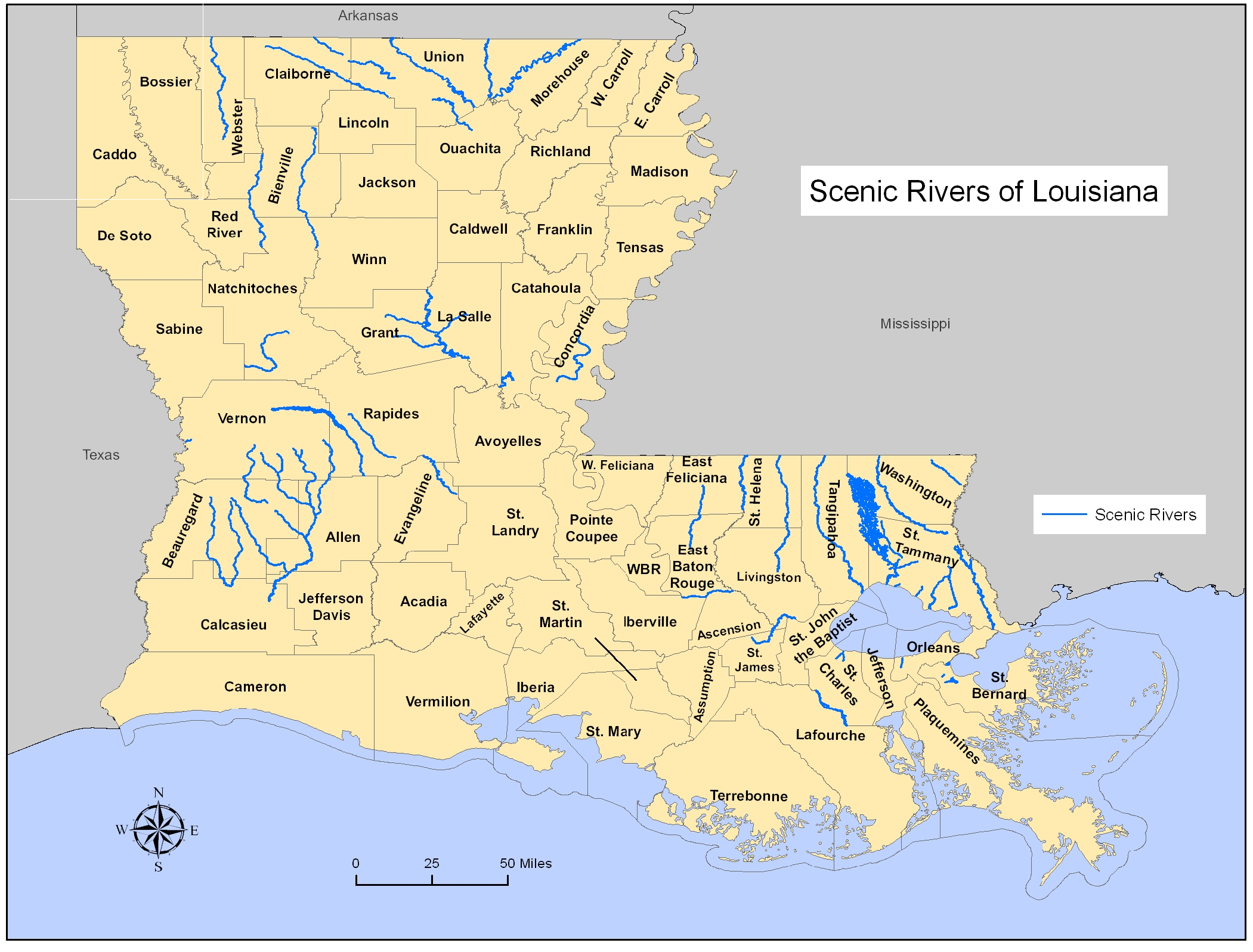 Scenic Rivers Descriptions And Map Louisiana Department Of