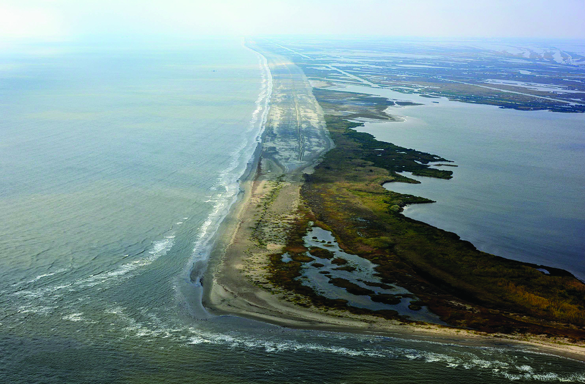 elmer's island restoration aerial image