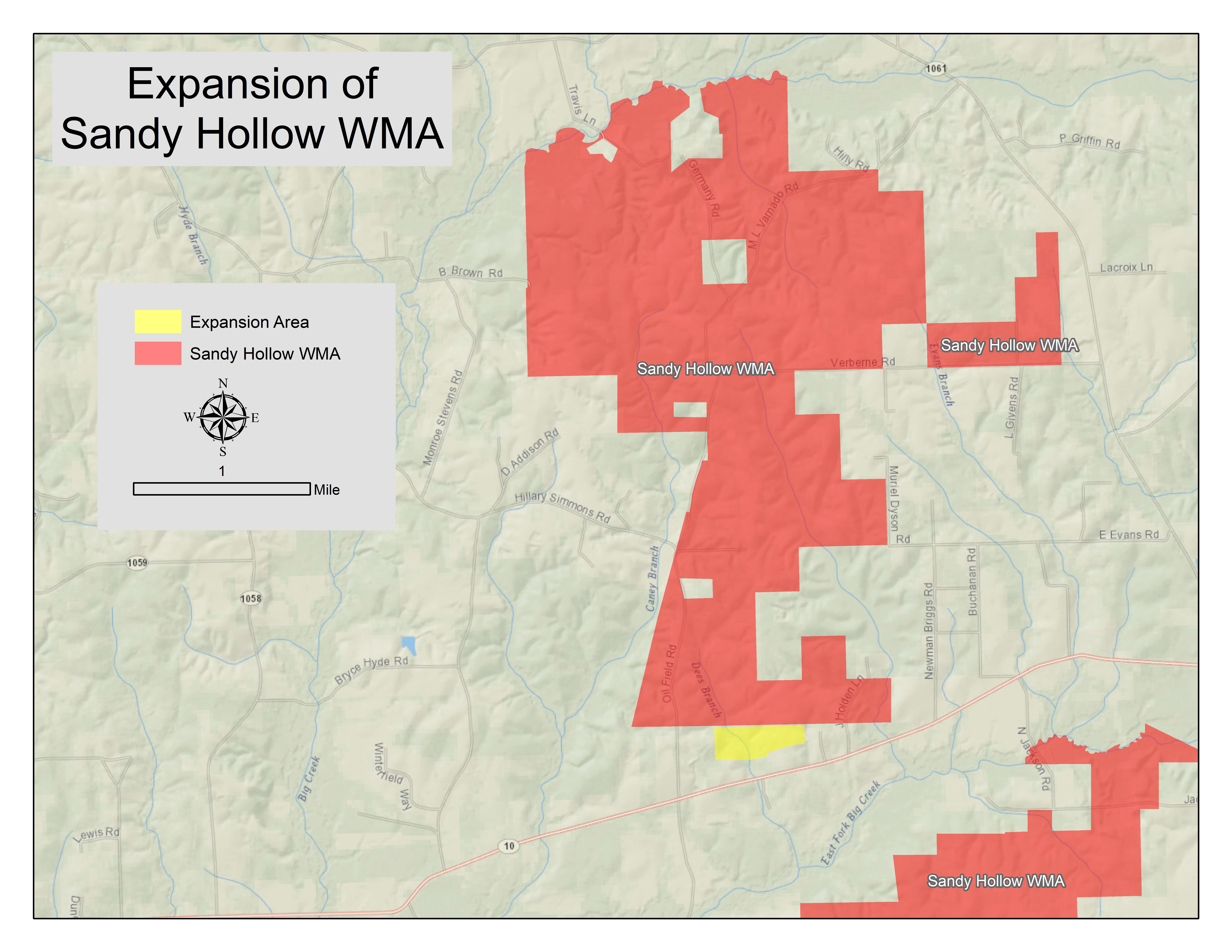 Sandy Hollow WMA land addition map