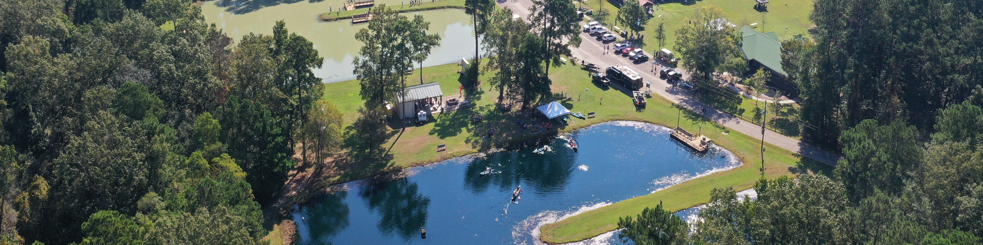 Aerial view of Waddill fishing and kayaking ponds