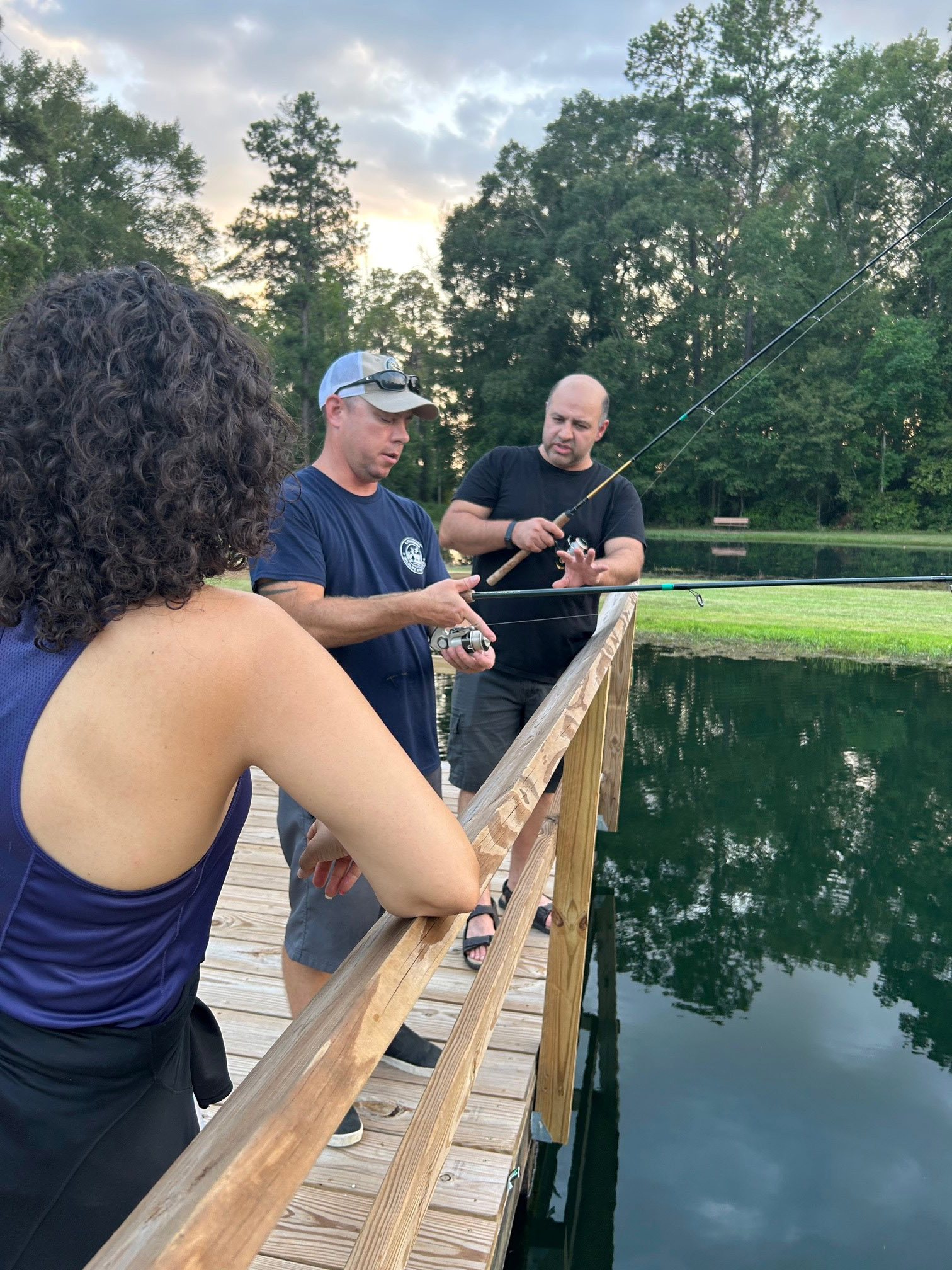 Fisheries biologist, Joshua Porter, teaches participants tips on landing fish during one of LDWF&rsquo;s fishing courses.