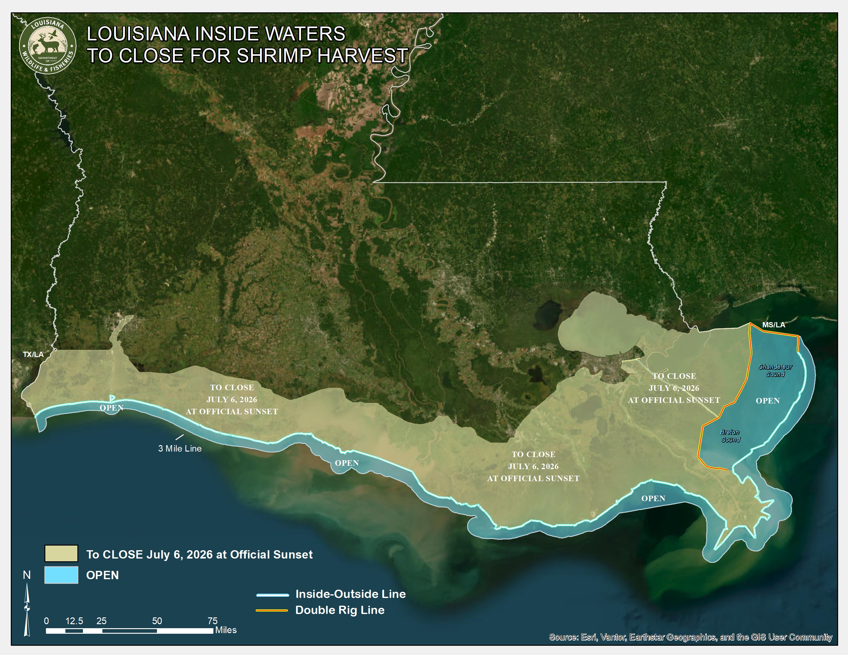 Louisiana shrimp season commercial map
