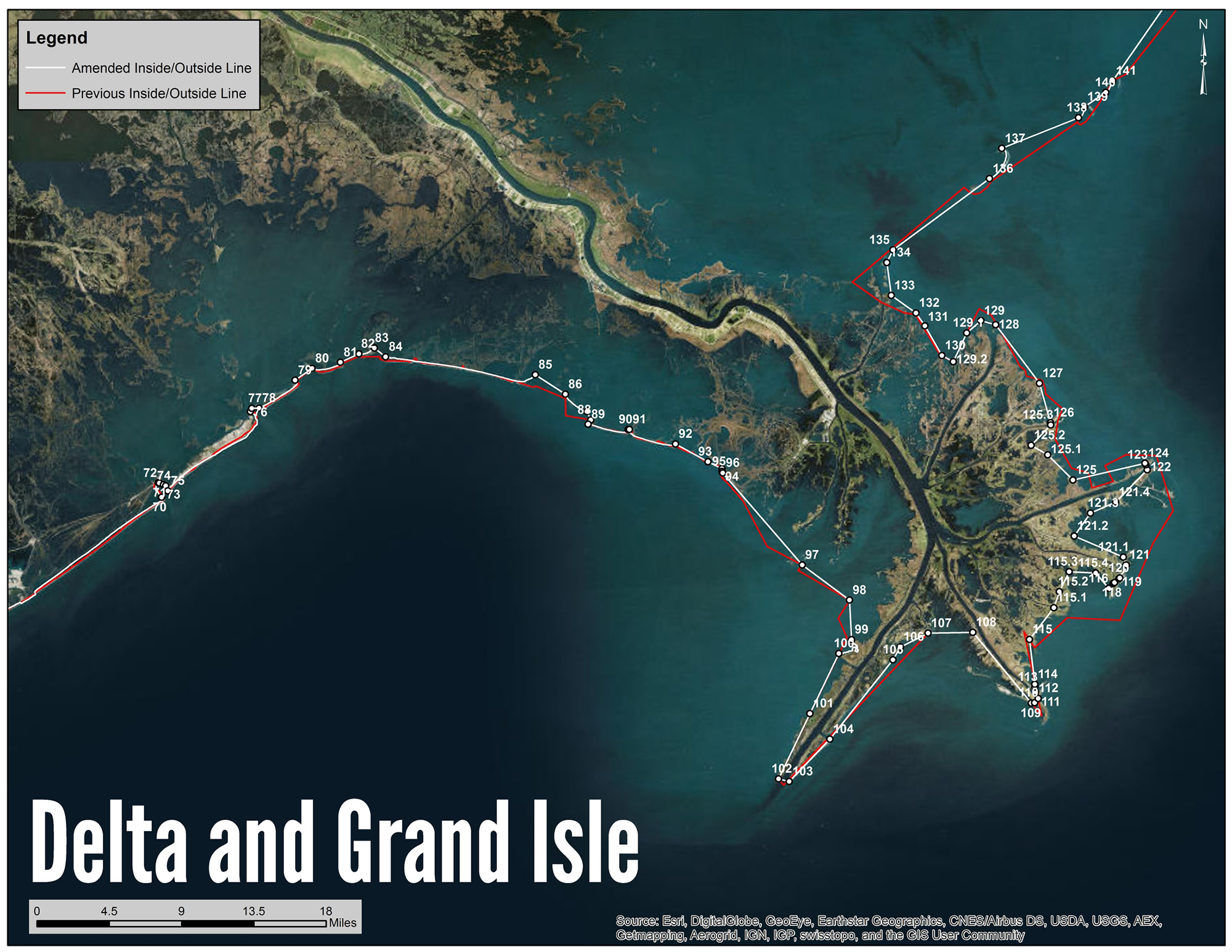 Delta and Grand Isle Shrimp Line Map