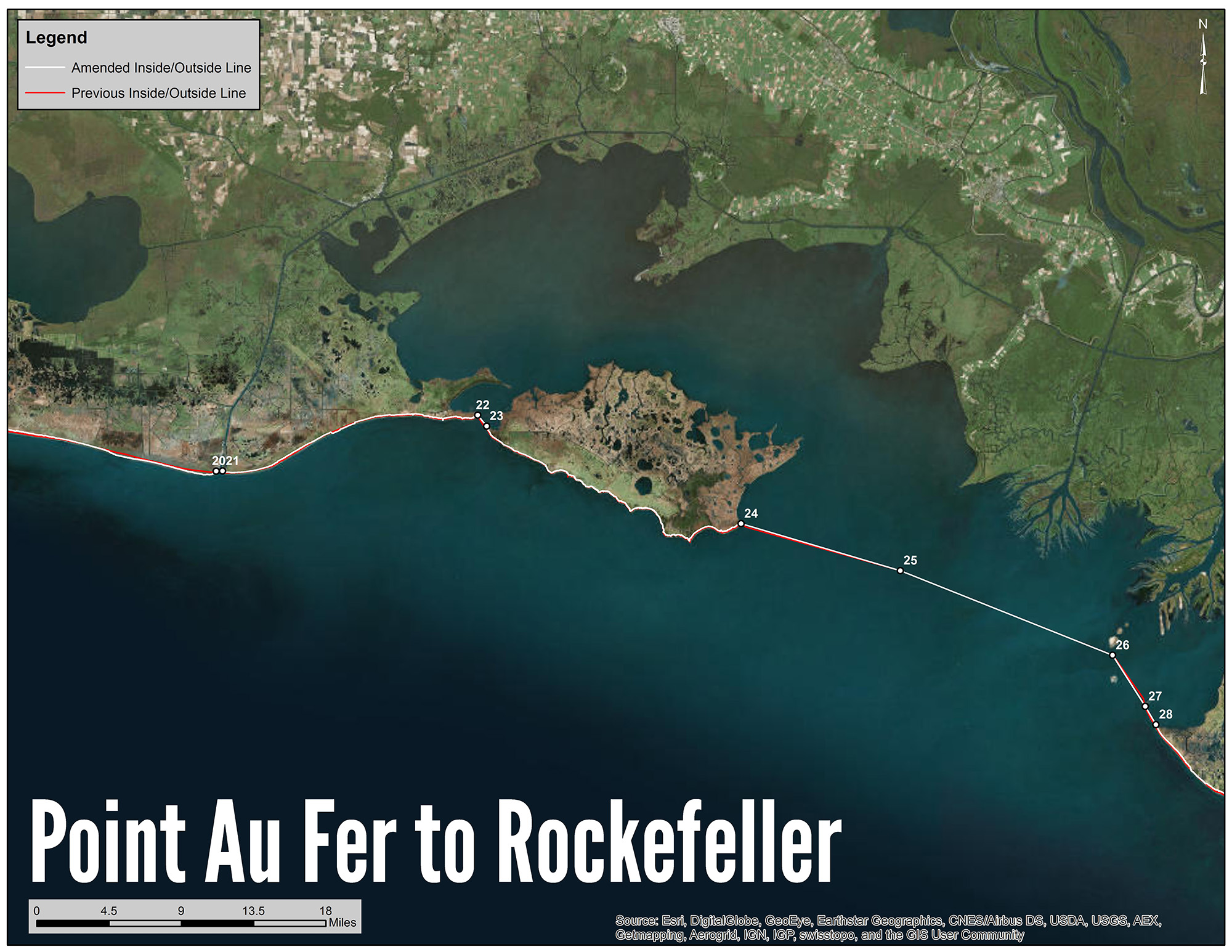 Point Au Fer to Rockefeller Shrimp Line Map