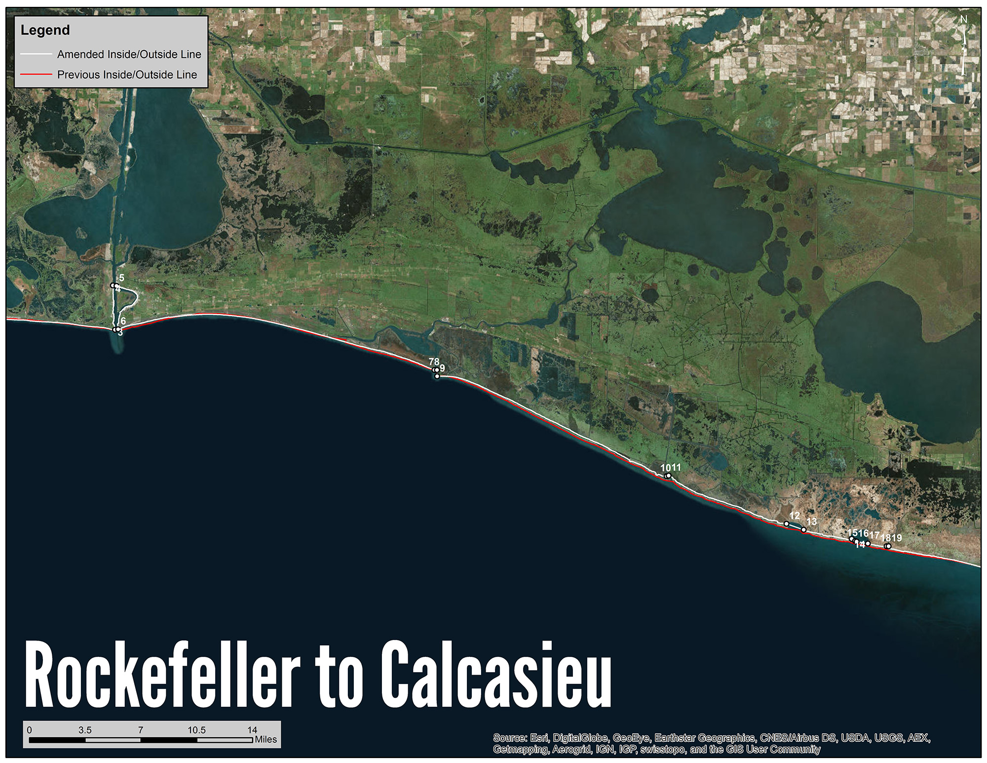 Rockefeller to Calcasieu Shrimp Line Map