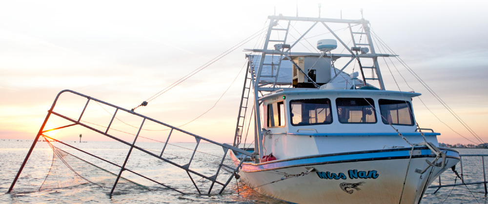 commercial shrimp boat on the water