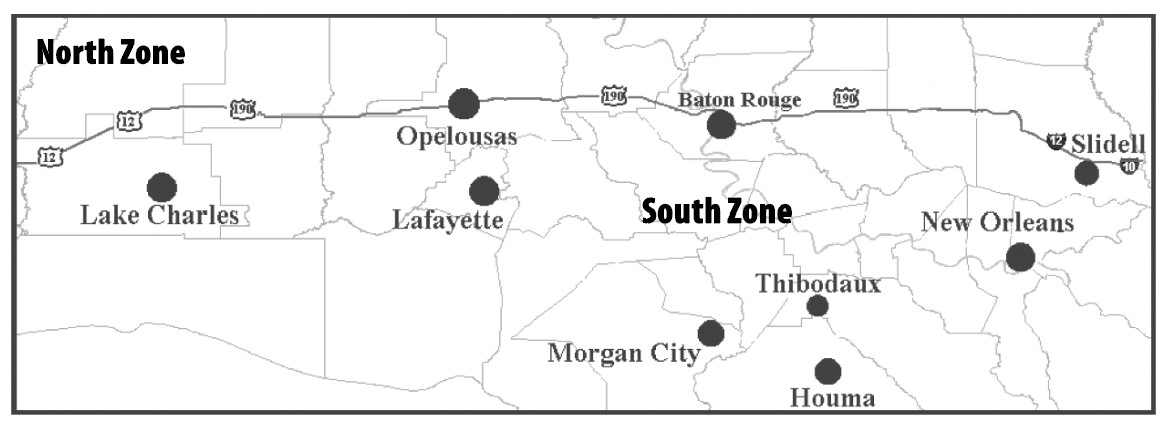 Image of the North South Dove Zone map