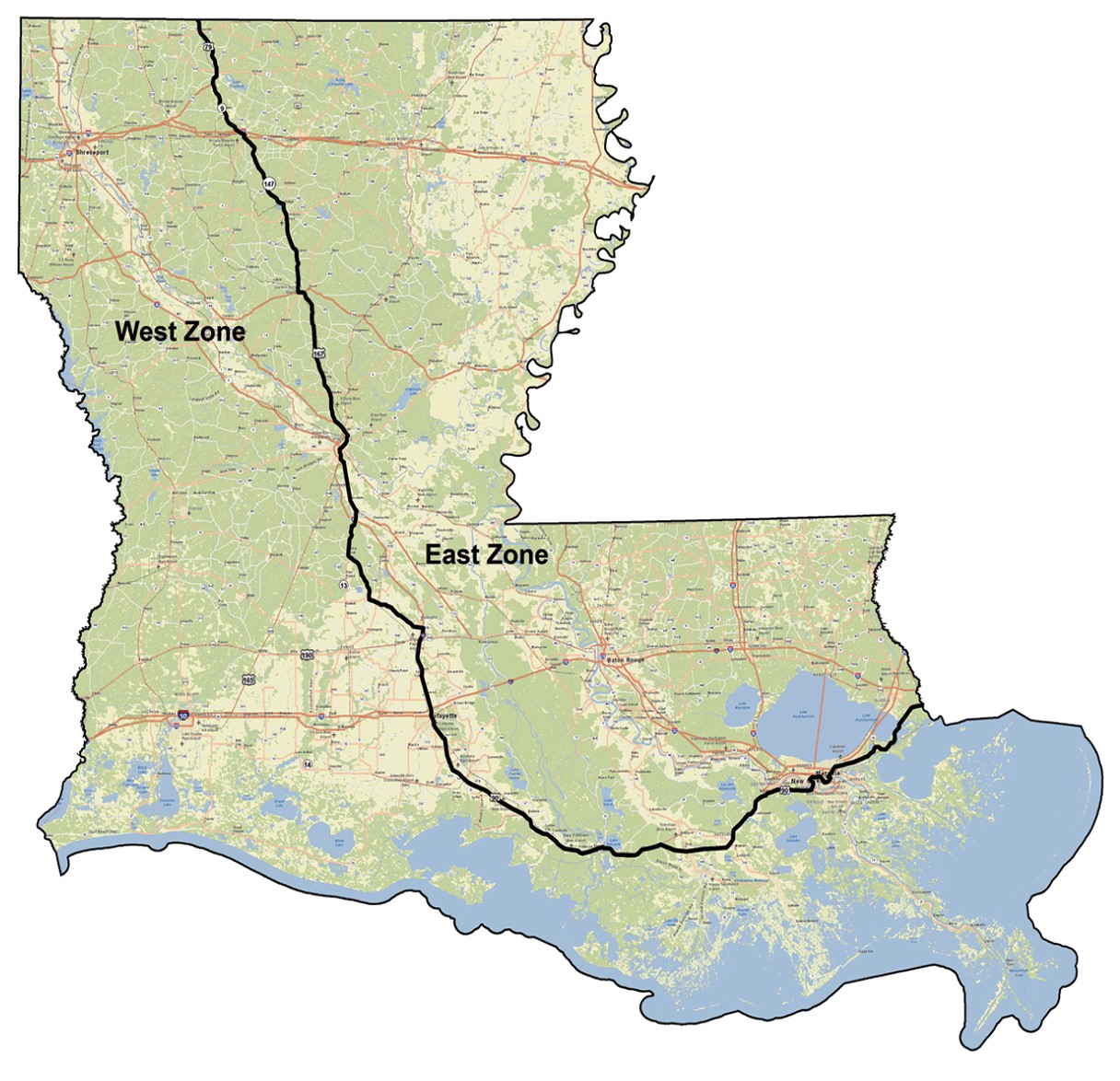Image of the East/West  Waterfowl Zone map