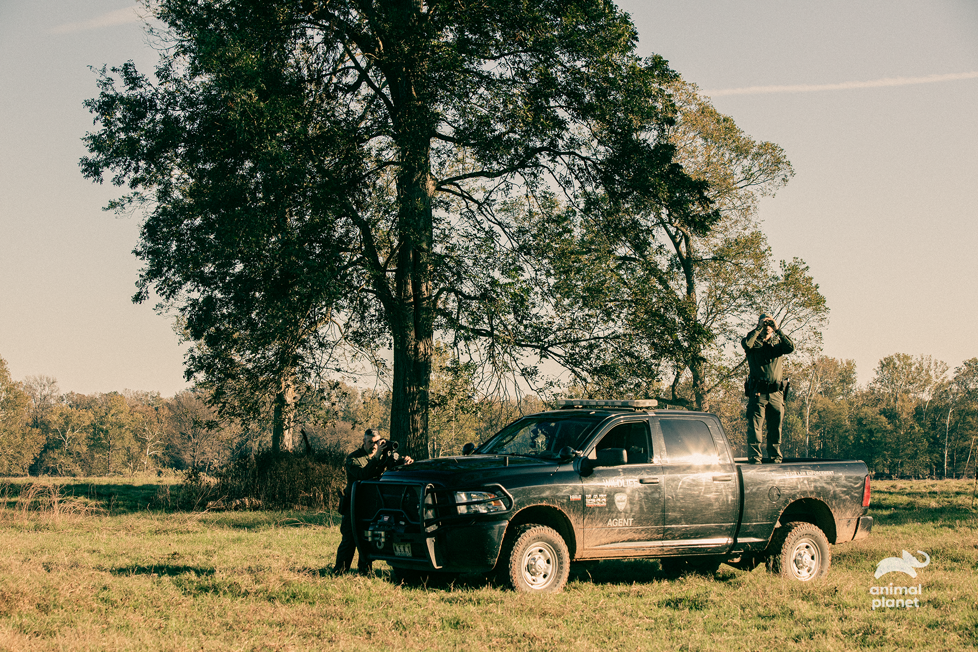 agent surveillance at front of truck