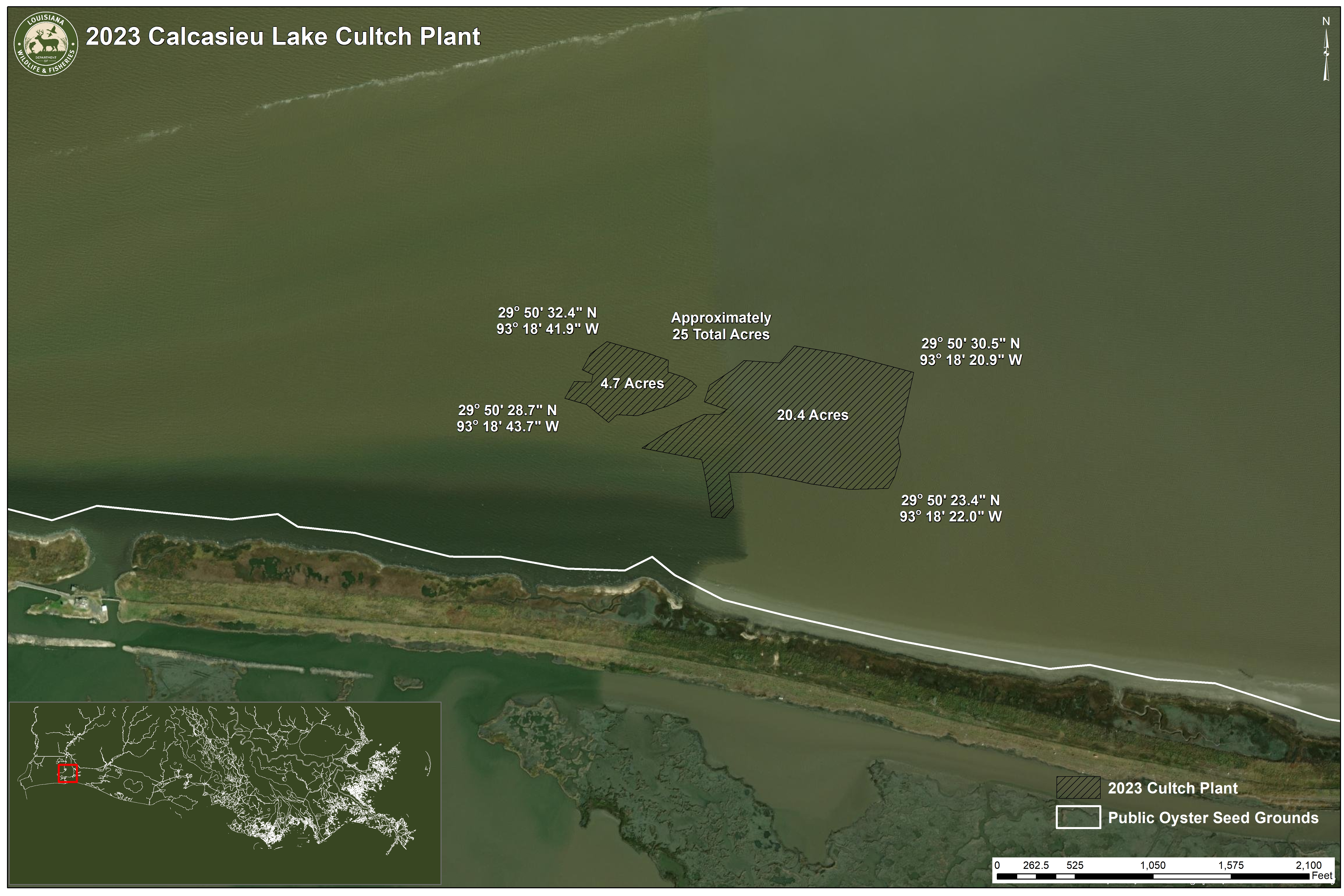 Calcasiey cultch plant coordinate map