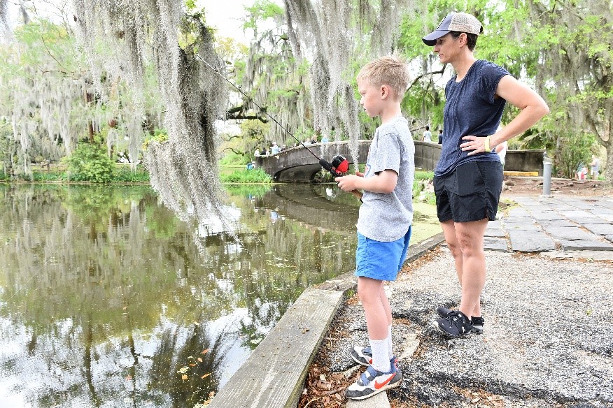 Youth fishing at City Park, New Orleans