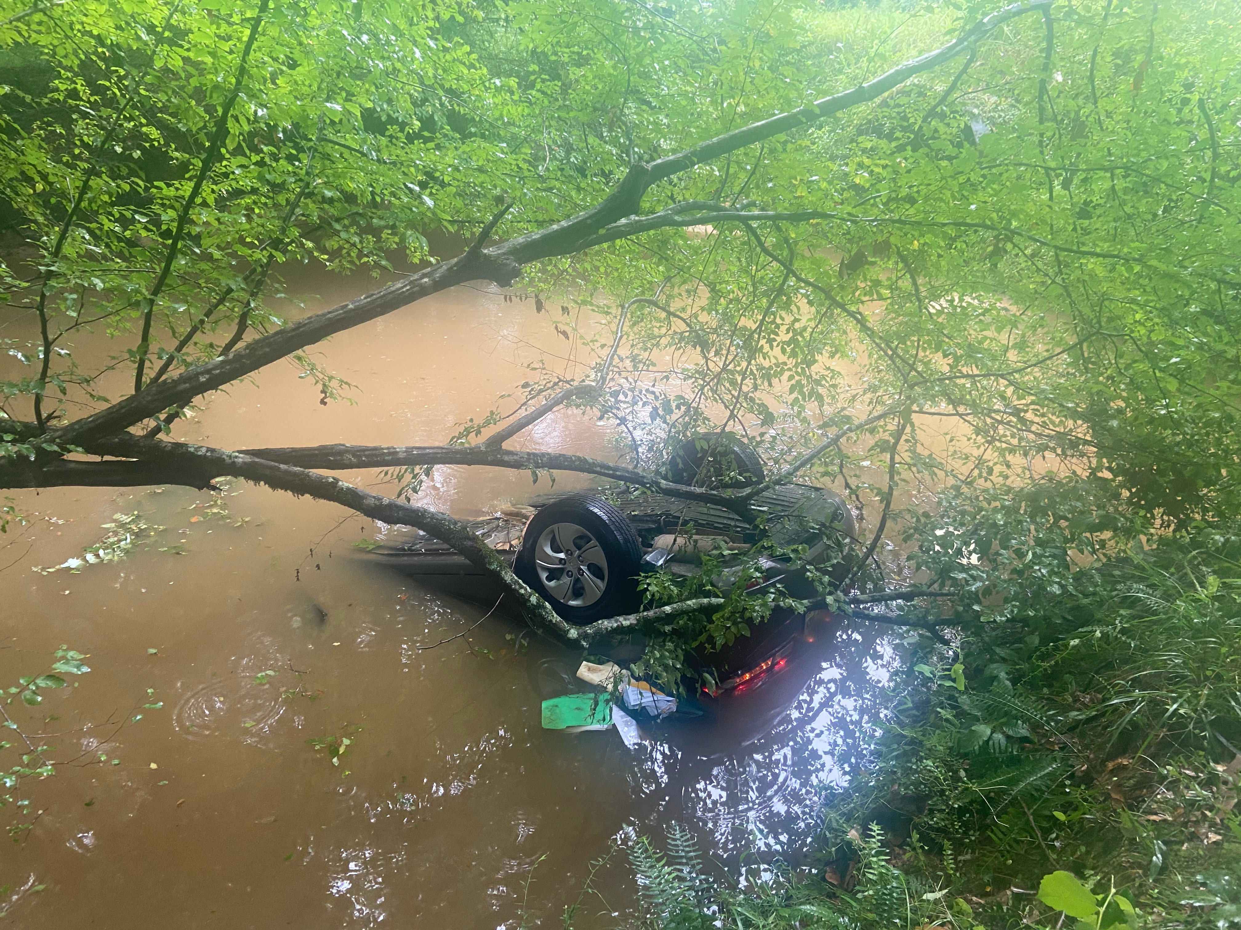 upside down car in water