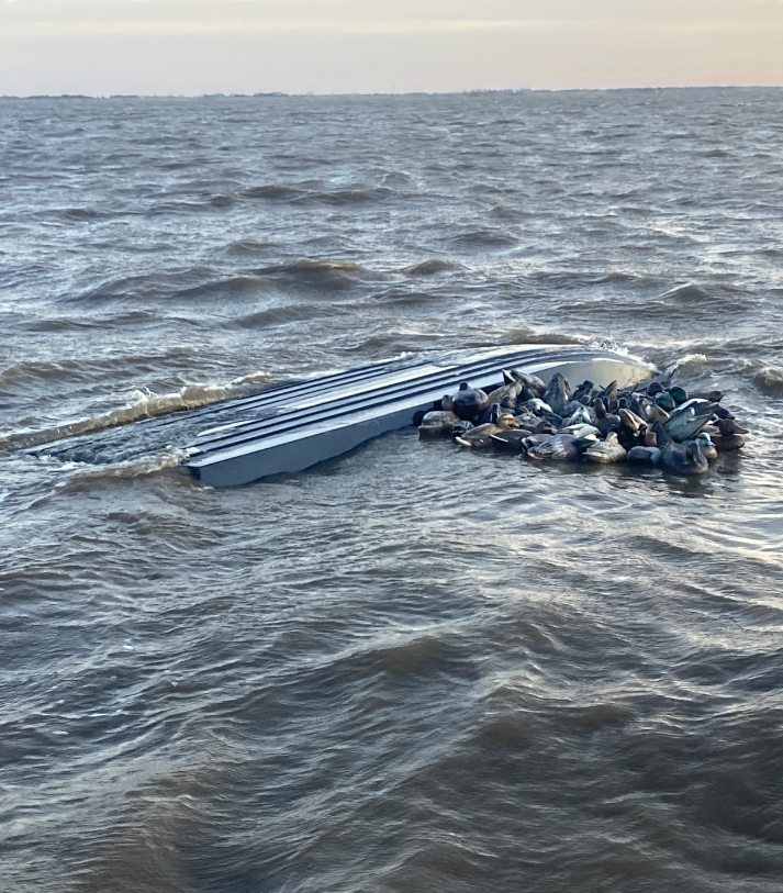 upside down boat in the water