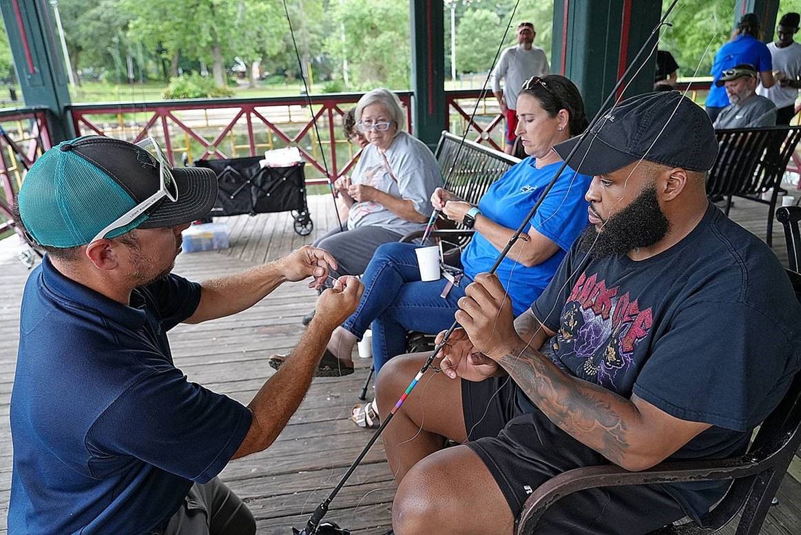Josh setting up fishing rig
