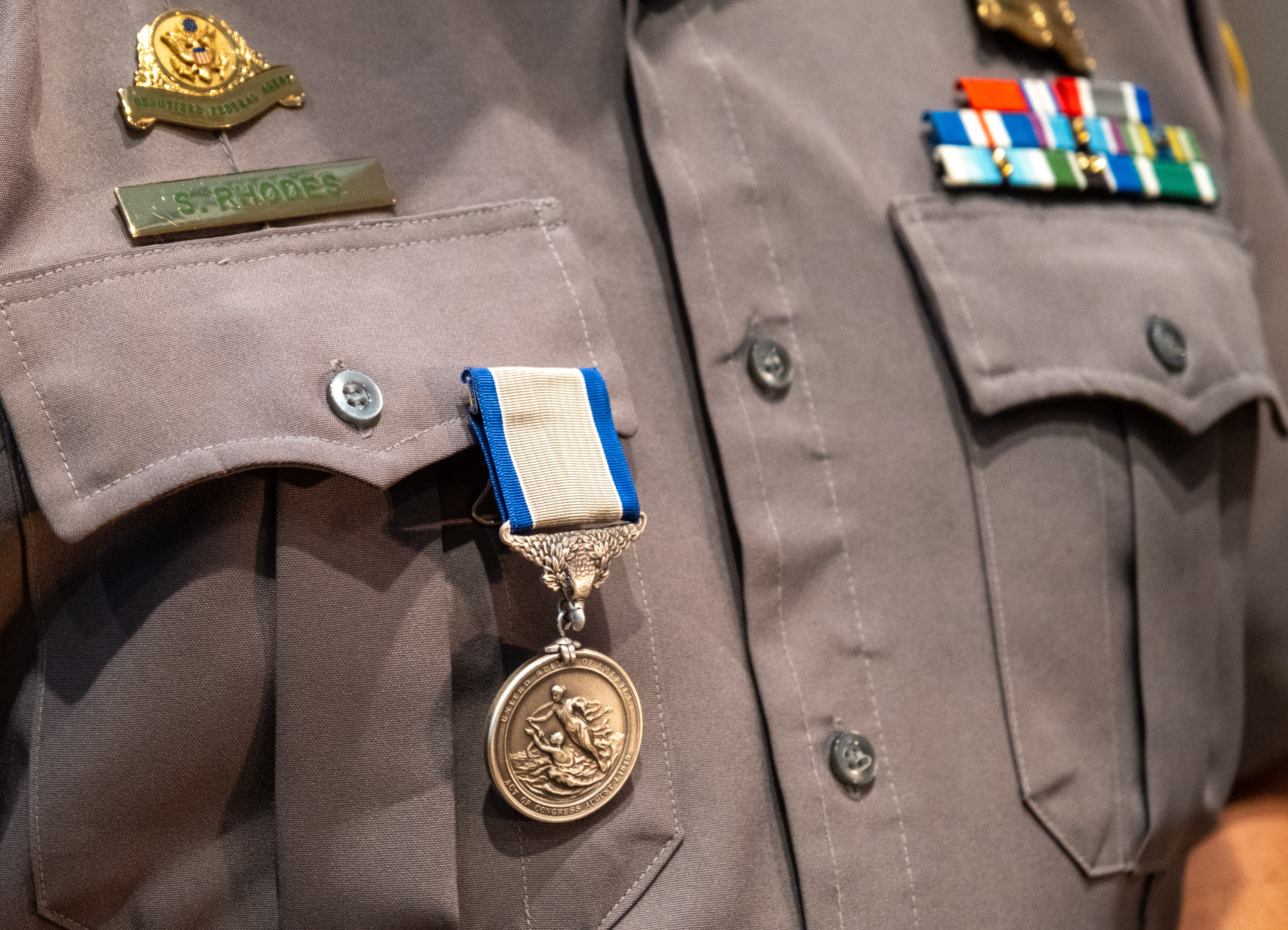Lifesaving medal closeup