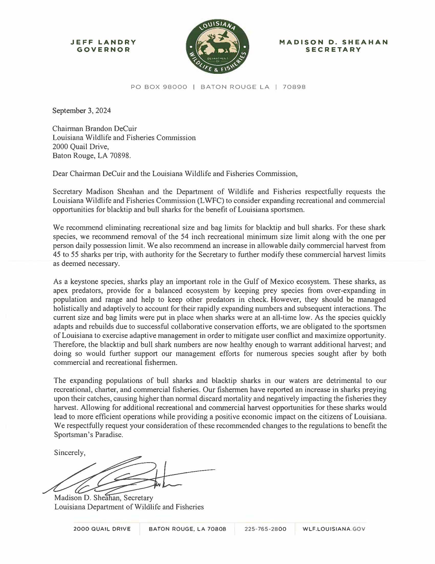 letter from Madison to the LWF Commission