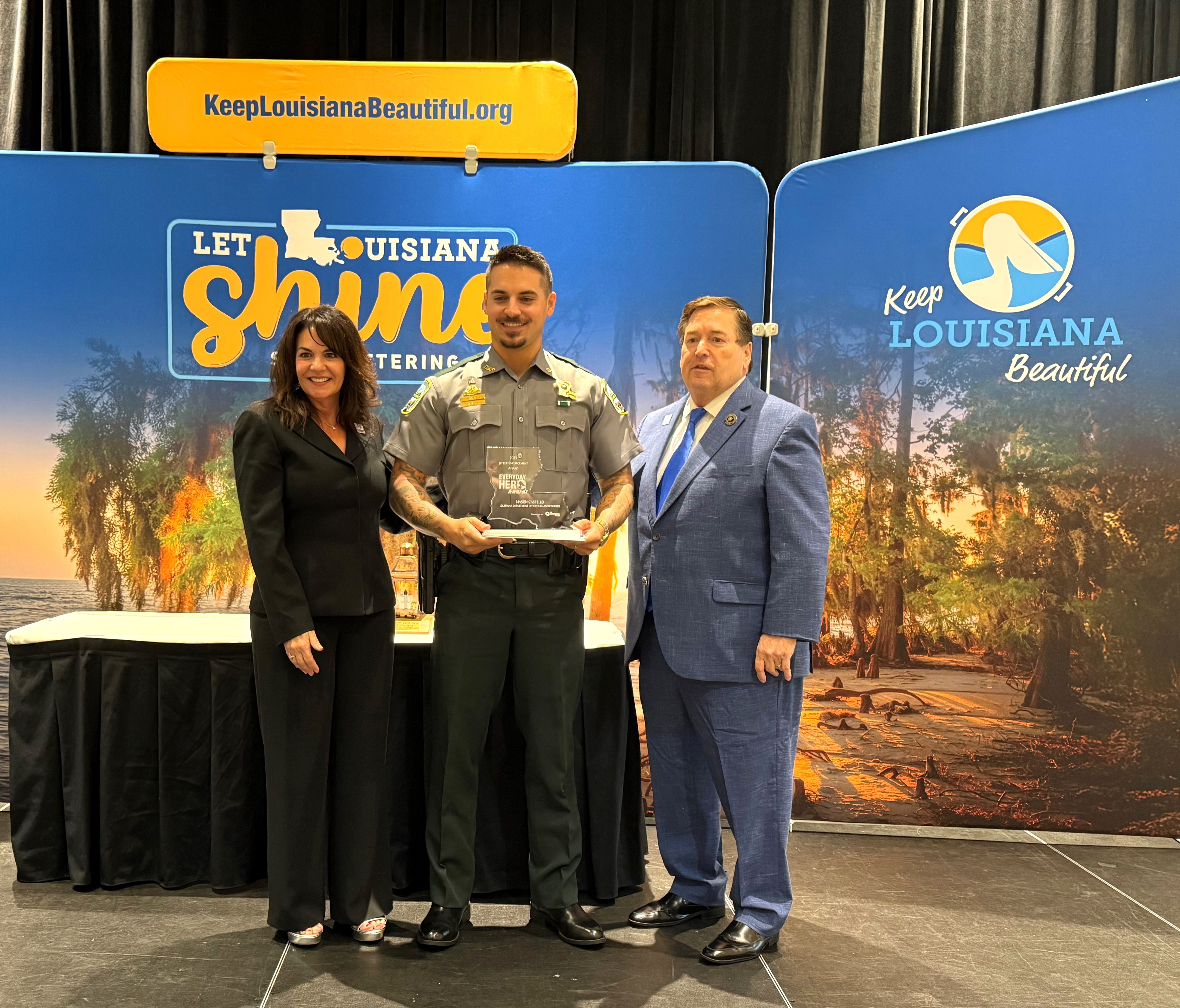 KLB Executive Director Susan Russell, Senior Agent Mason Castello and Lt. Gov. Billy Nungesser